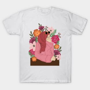 Pink Floral Muslim woman hijabi T-Shirt